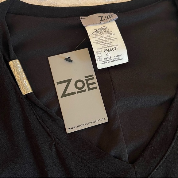 ZOE by Michael Phillips Black Handkerchief Dress With Embellished Collar - Picture 14 of 16